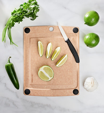 All-in-One Slate Cutting Board Size 12x9 With Limes and Victorinox Slicing Knife