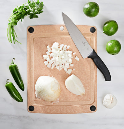 All-in-One Slate Cutting Board Size 15x11 with Limes and Victorinox Slicing Knife