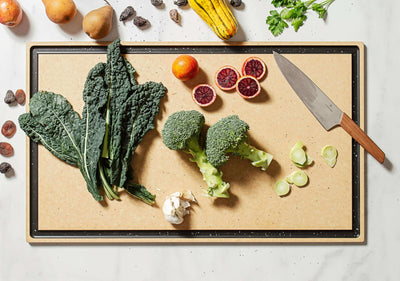 Epicurean Chef Series Cutting Board in Natural with Vegetables and Swiss Modern 